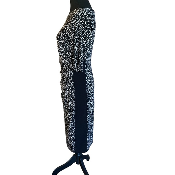 Lauren Ralph Lauren Black & White Animal Print Sheath Dress Size 8 - Picture 6 of 10